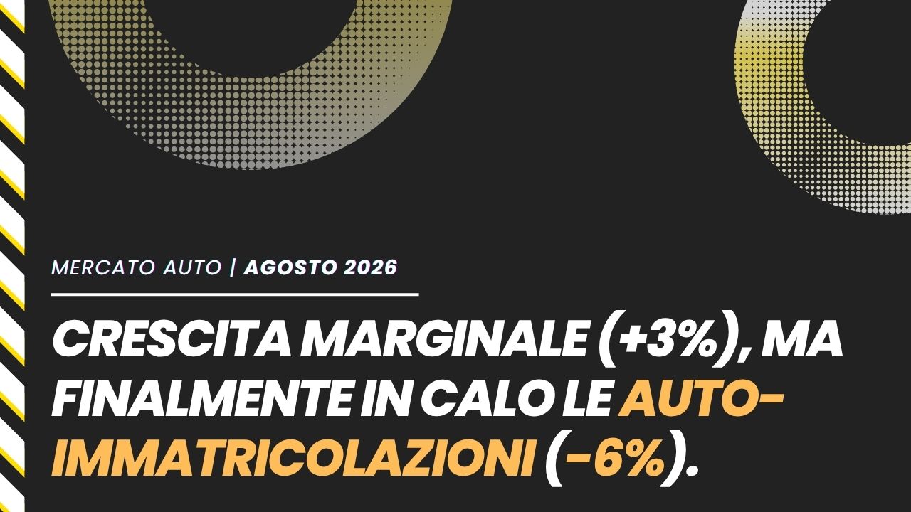 Mercato auto: una timida crescita ad agosto (+3%), restano indietro privati e auto-immatricolazioni