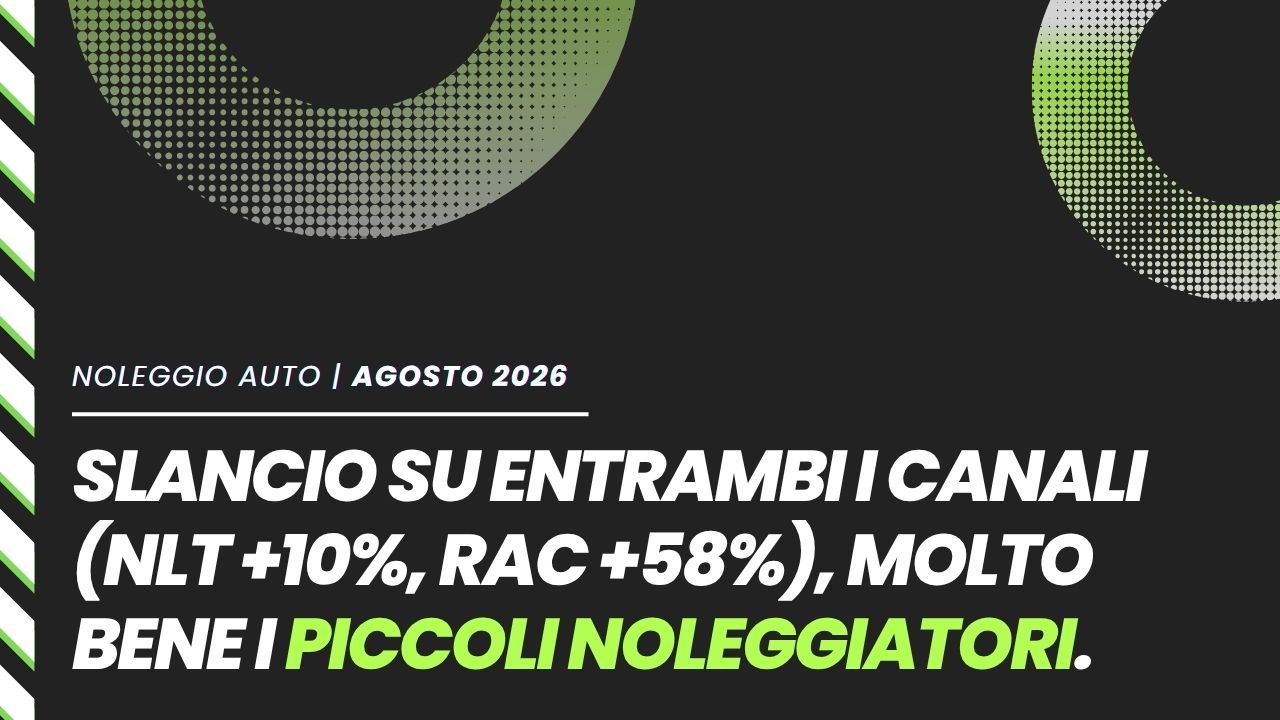 Il noleggio ad agosto torna a immatricolare: +10% nel NLT e +58% nel breve termine